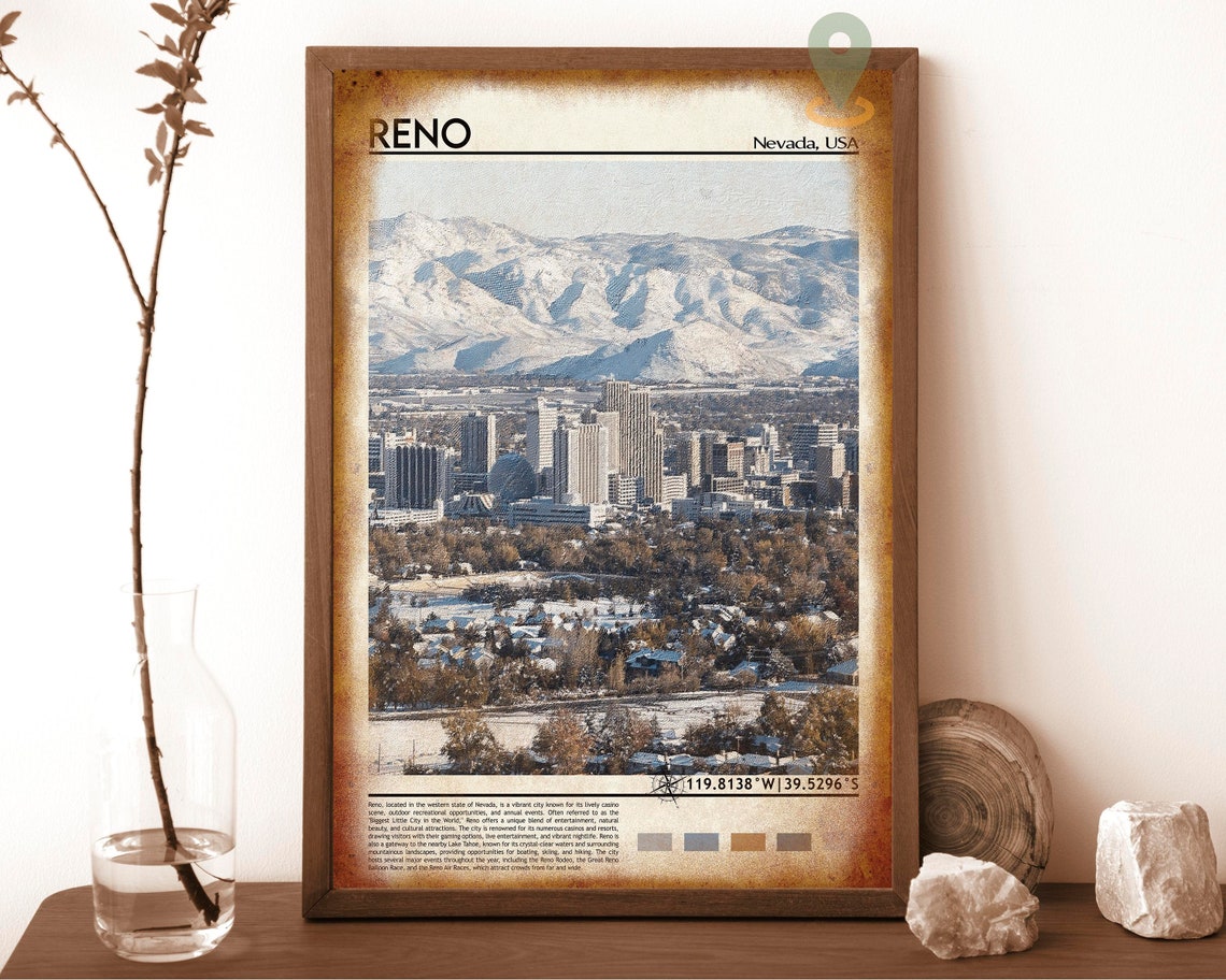 Reno Print Reno Poster Reno Wall Art Reno Travel Reno Art Print Reno Artwork Reno Photo Reno Nevada Print Reno City Reno Art - Image 6