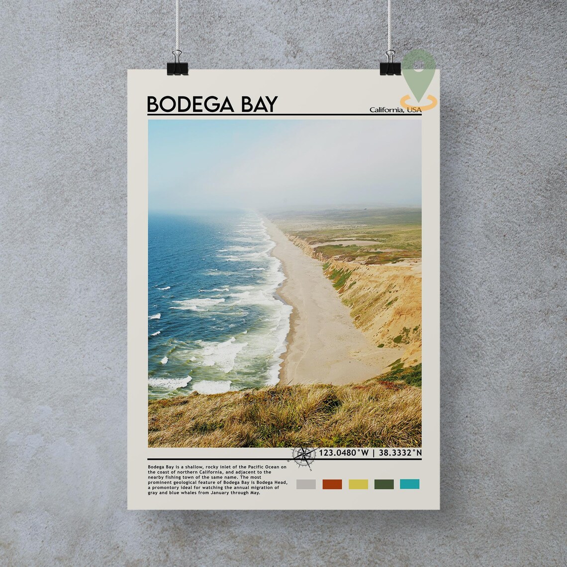 Bodega Bay California Pacific Coastline Cliffs Waves Travel Poster - Image 4