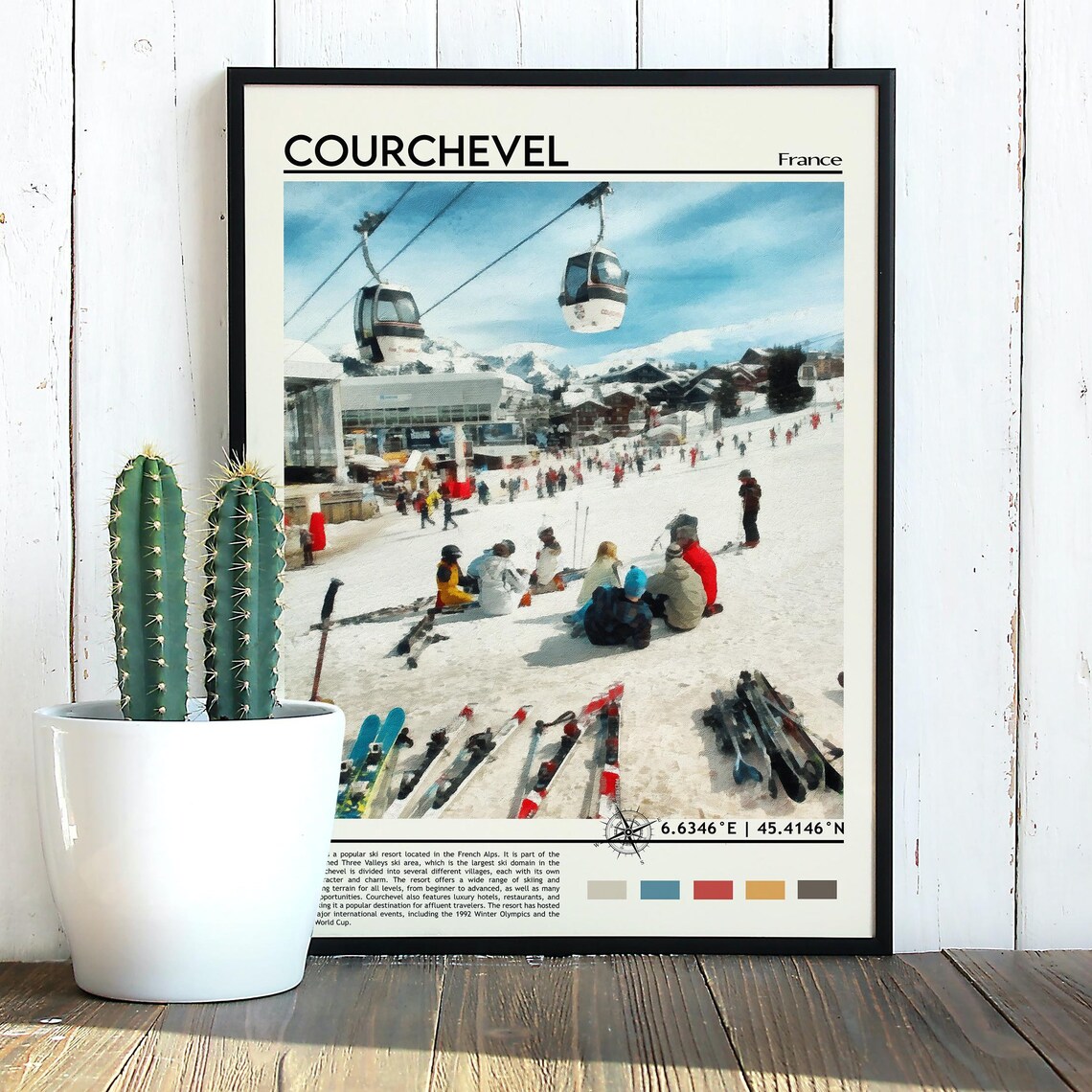 Courchevel France Ski Slopes Gondola Photo Alpine Travel Wall Art - Image 2