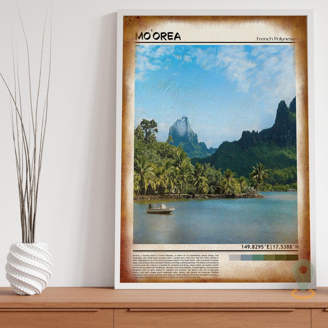 Moorea French Polynesia Tropical Lagoon Mountain Island Poster - Image 3