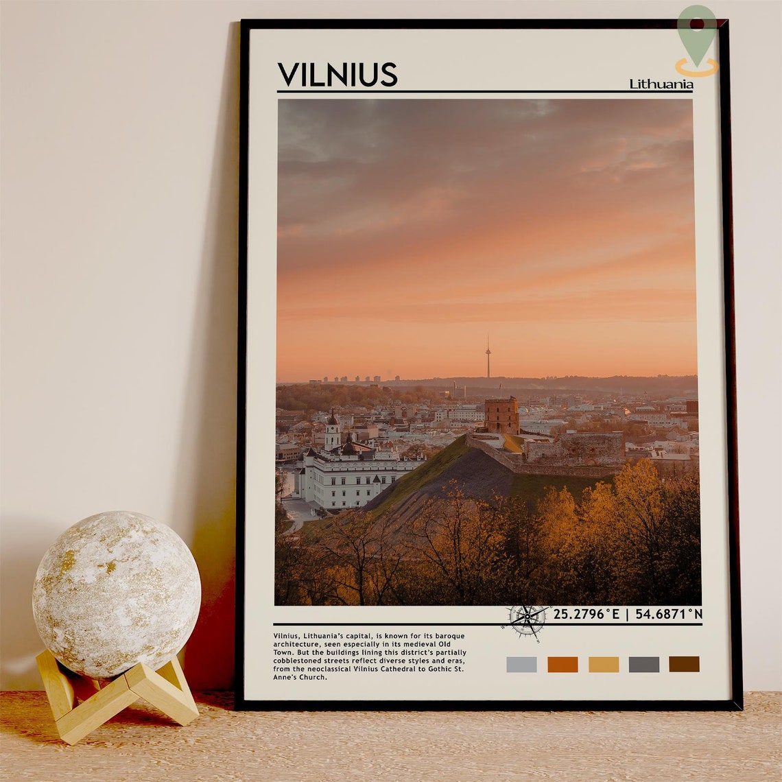 Vilnius Lithuania Sunset Skyline Gediminas Tower Cityscape Poster - Image 2