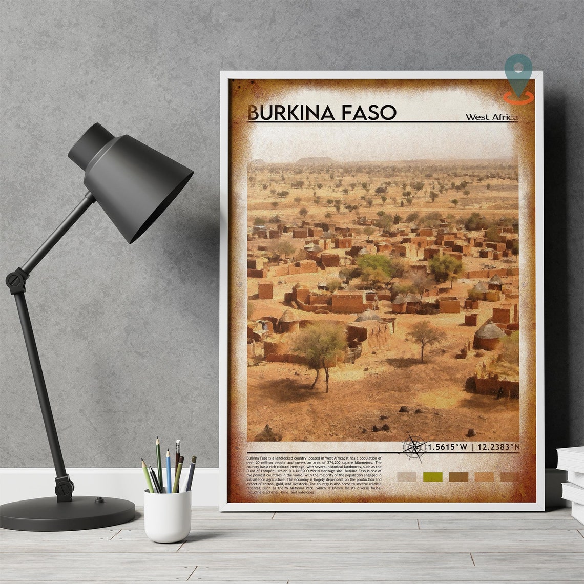 Burkina Faso Print Burkina Faso Poster Burkina Faso Wall Art Burkina Faso Travel Burkina Faso Art Print Burkina Faso Art Ouagadougou - Image 3