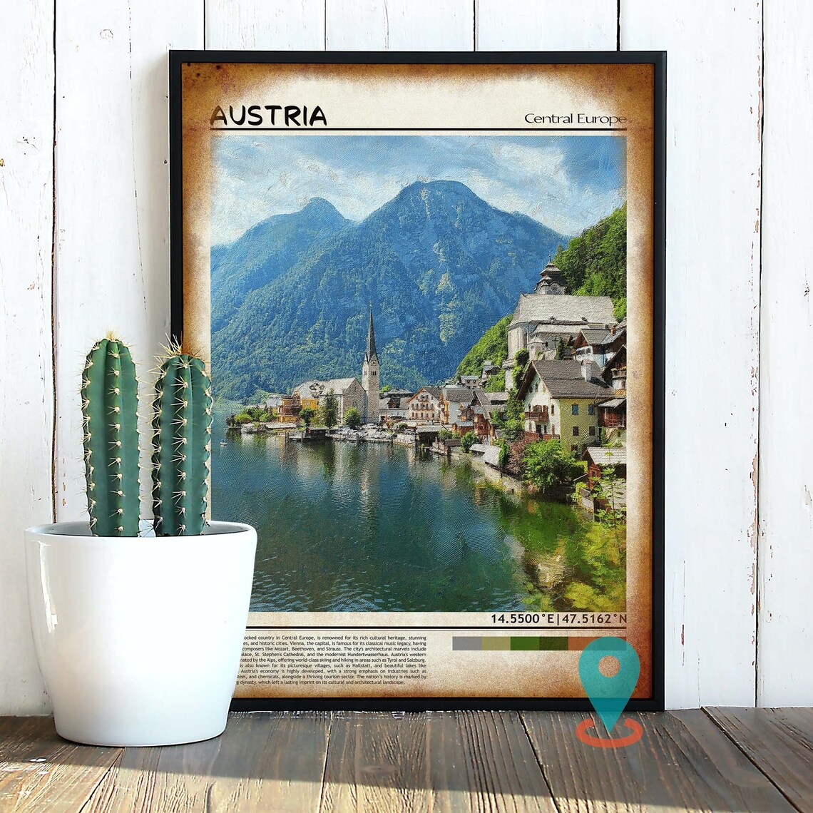 Austria Hallstatt Lakeside Village Mountain Lake Photo Poster - Image 2