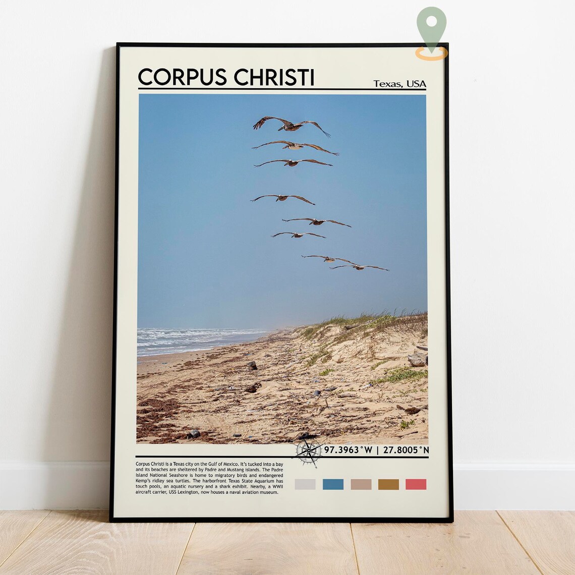 Corpus Christi Texas Pelican Beach Photo Gulf Coast Travel Wall Art - Image 2