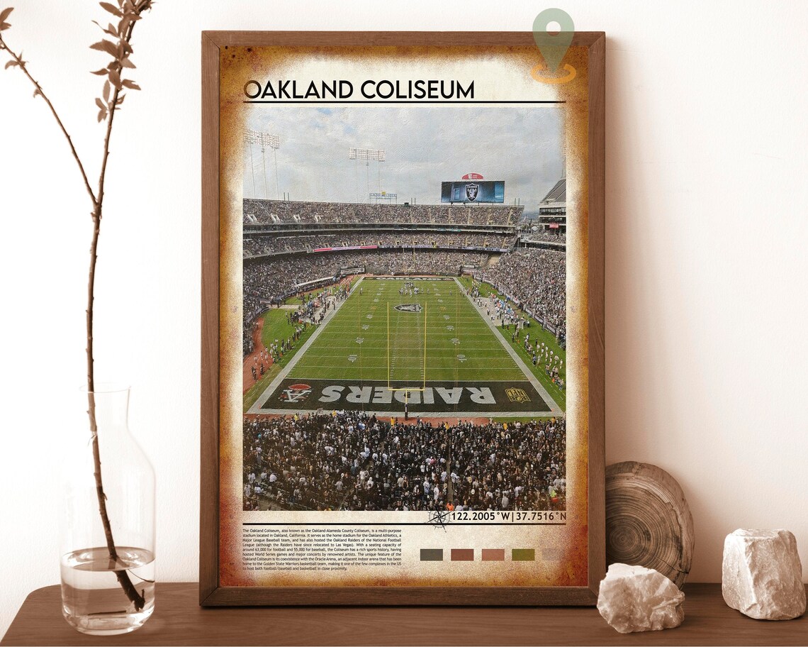Oakland Coliseum Raiders Football Stadium Game Day Sports Poster - Image 6