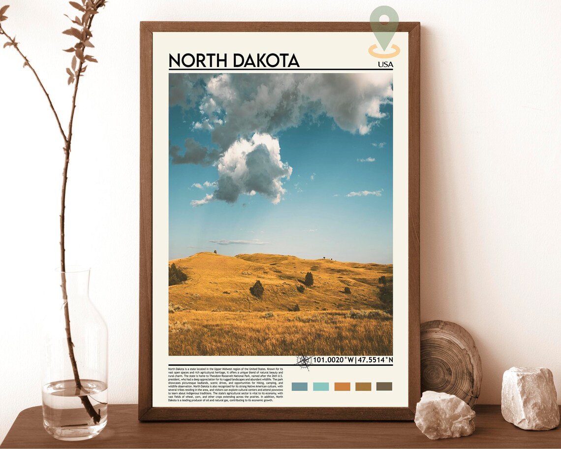 North Dakota USA Golden Prairie Hills Under the Big Sky Poster
