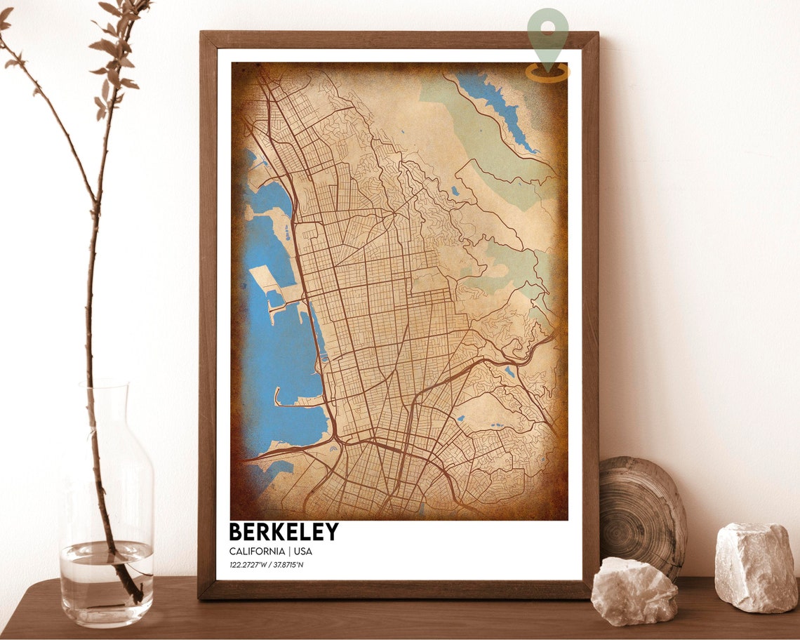 Berkeley California USA Deep Midnight Blue Bay City Map Poster - Image 6