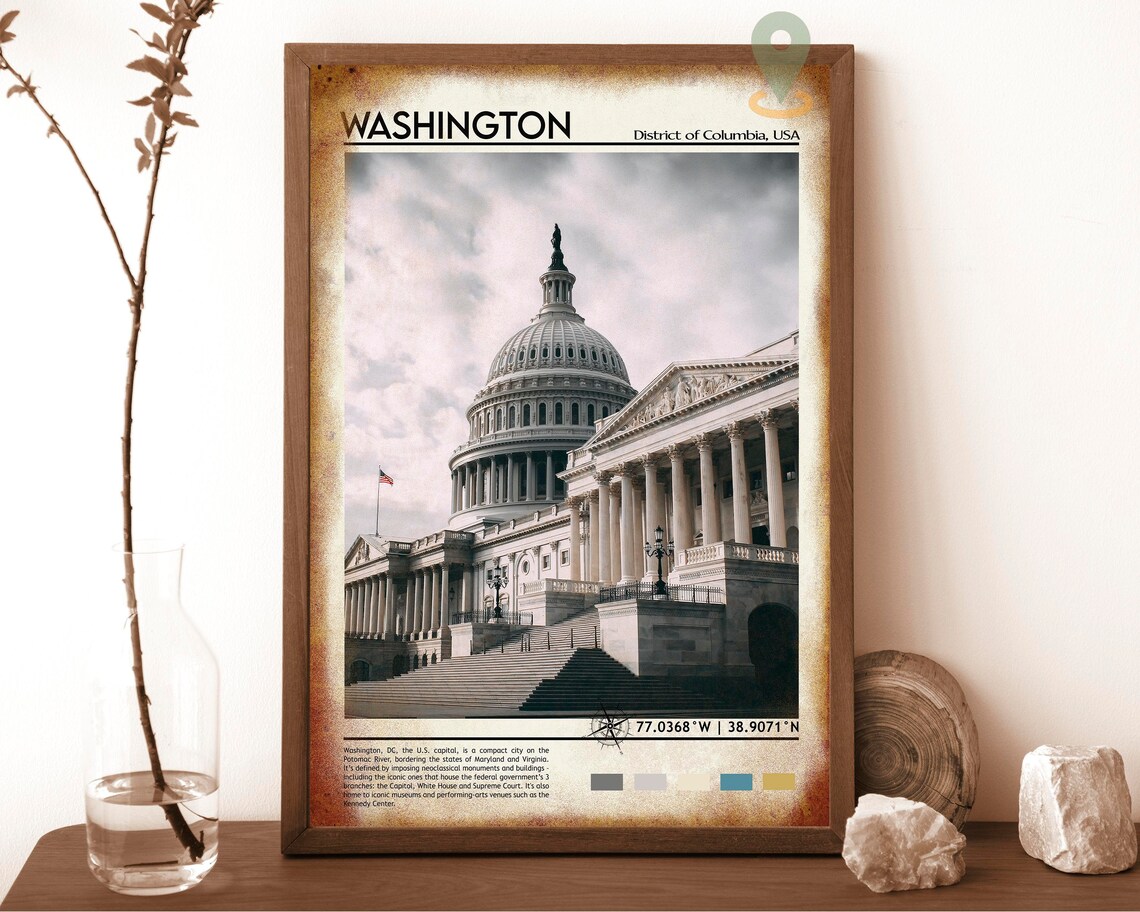 Washington DC US Capitol Building Photo Landmark Travel Wall Art - Image 6