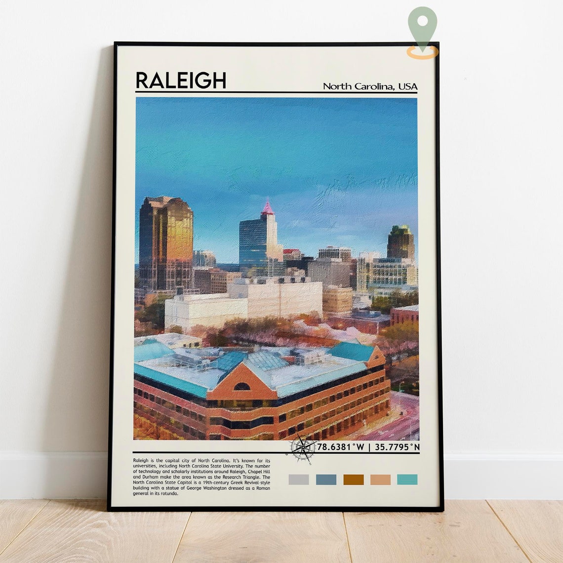 Raleigh North Carolina Downtown Skyline at Dusk USA Travel Poster - Image 2