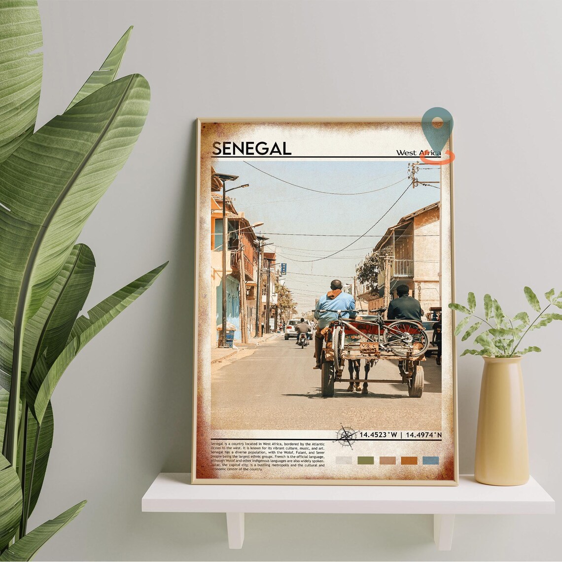 Senegal West Africa Horse Cart Street Scene Daily Life Poster - Image 2