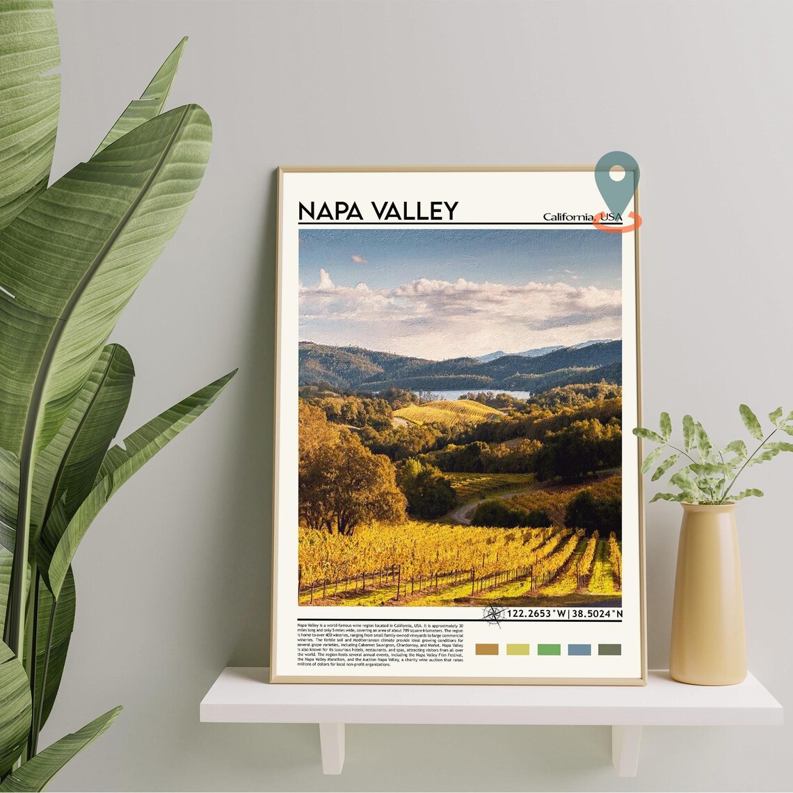 Napa Valley California Vineyard Autumn Hills Wine Country Poster - Image 2