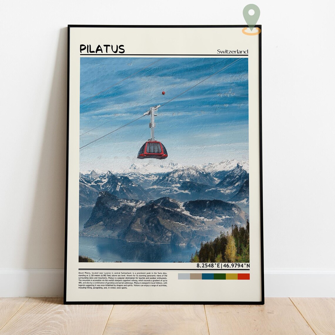 Pilatus Switzerland Cable Car Alps Mountain Gondola Photo Poster - Image 3