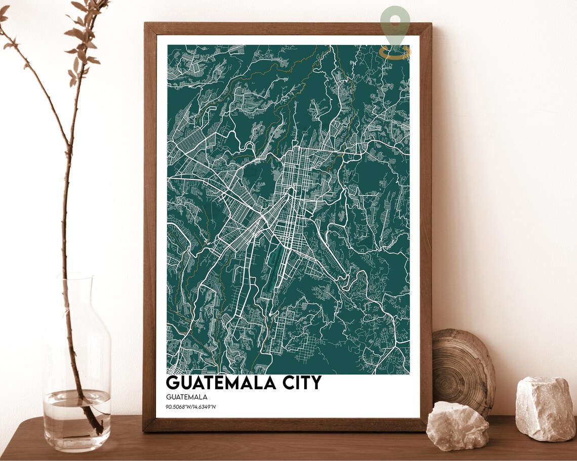 Guatemala City Blue Street Map Navy Grid Minimalist Wall Art - Image 6