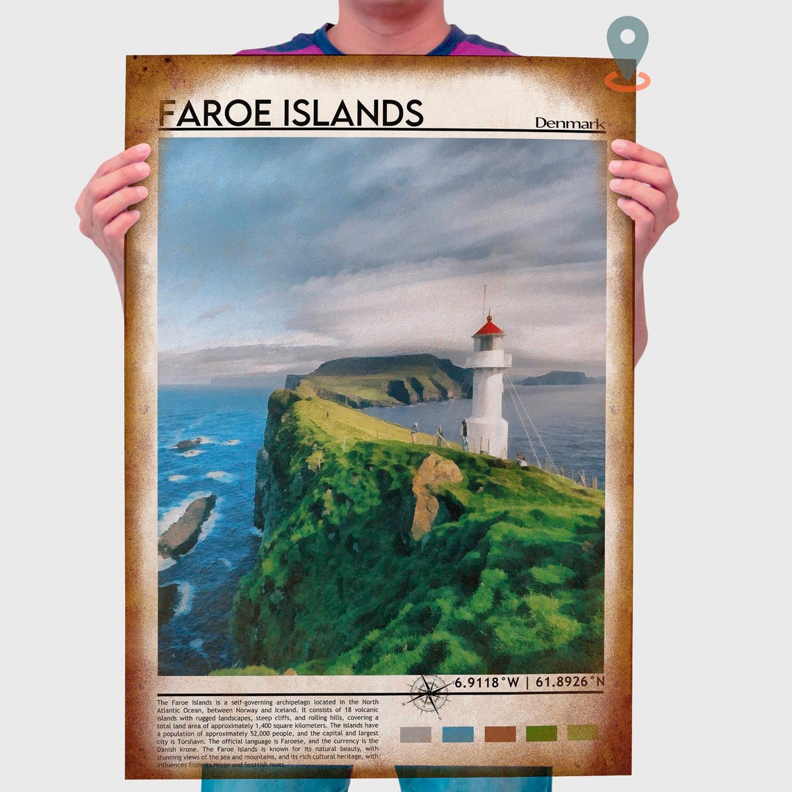 Faroe Islands Denmark Lighthouse Cliff Ocean Landscape Poster - Image 4