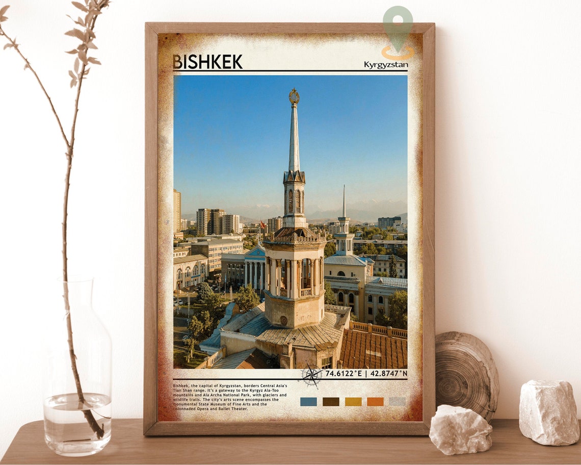Bishkek Print Vintage Poster Bishkek Art Bishkek Poster Bishkek Photo Bishkek Poster Print Kyrgyzstan Poster Travel Gift Kyrgyzstan - Image 6
