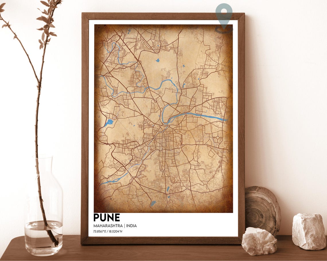 Pune India Magenta Pink Minimalist Modern City Map Home Decor Poster - Image 2