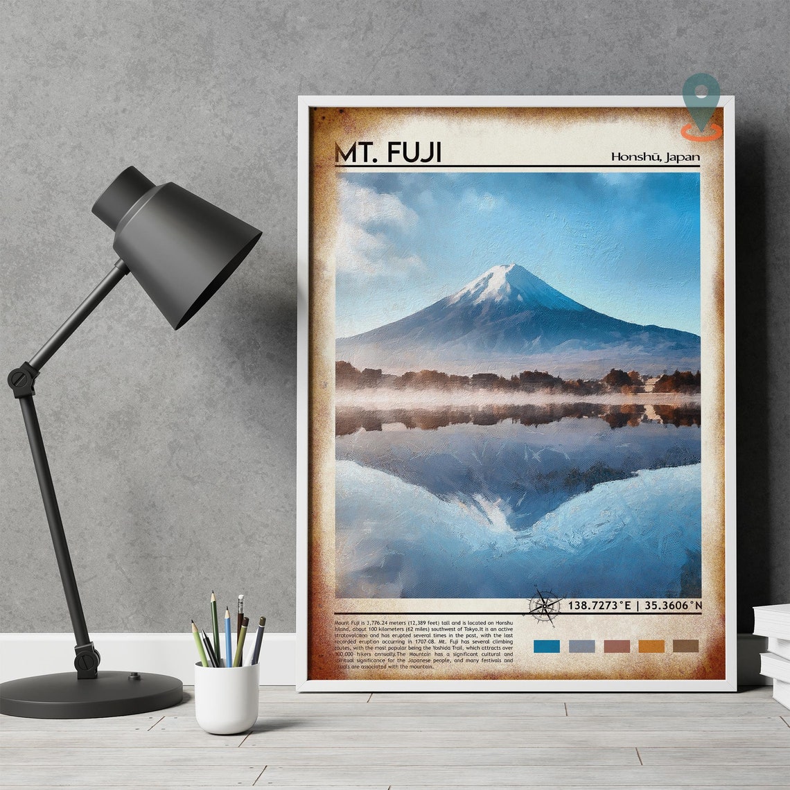 Mount Fuji Japan Snow Capped Peak Lake Reflection View Poster - Image 4