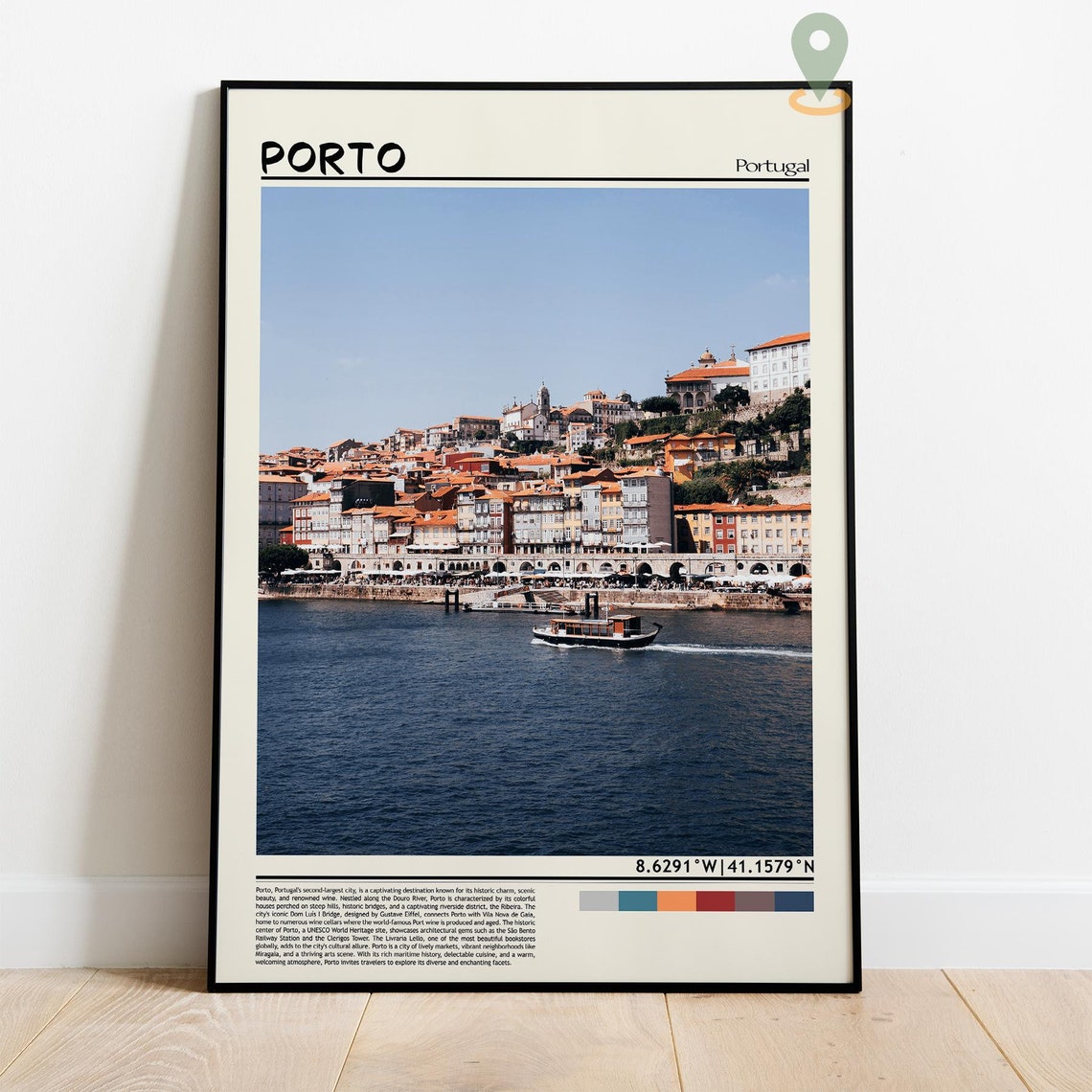Porto Portugal Douro River Waterfront Colorful Houses Photo Poster - Image 4