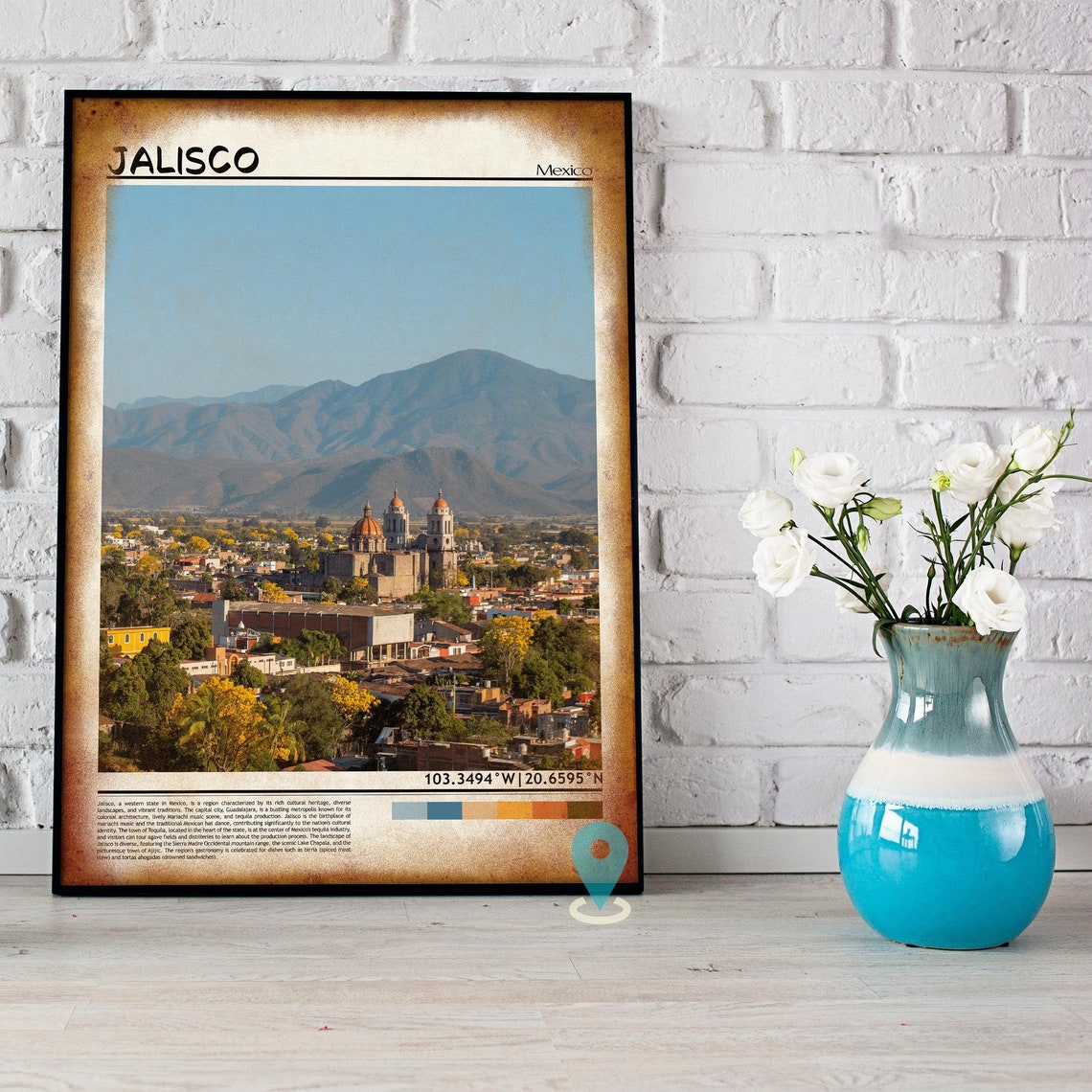 Jalisco Mexico Colonial Cathedral Town Mountain View Travel Poster - Image 5