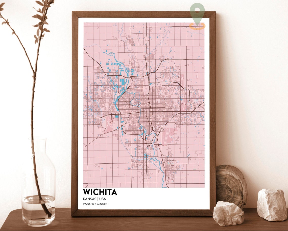 Wichita City Map Wichita Map Print Wichita Personalized Map Wichita Wall Art Wichita Travel Poster Wichita Poster Wichita Kansas Art - Image 5