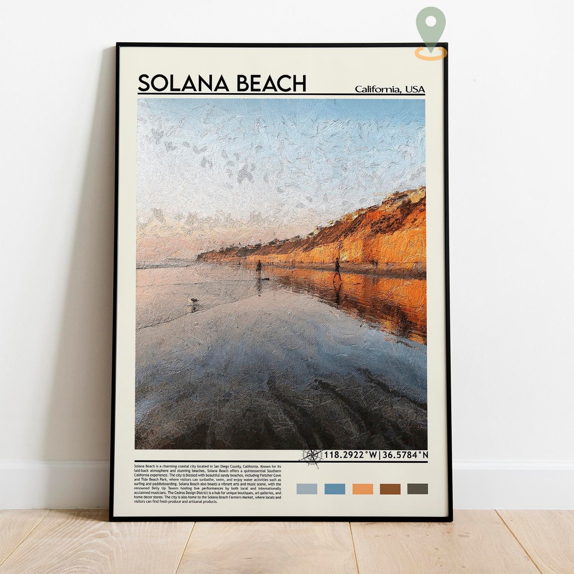 Solana Beach California Sunset Beach Cliffs Photo Travel Wall Art - Image 2