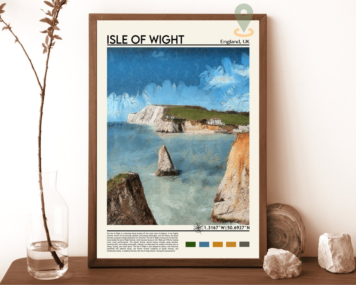 Isle of Wight England White Cliffs Coastal Photo Travel Wall Art