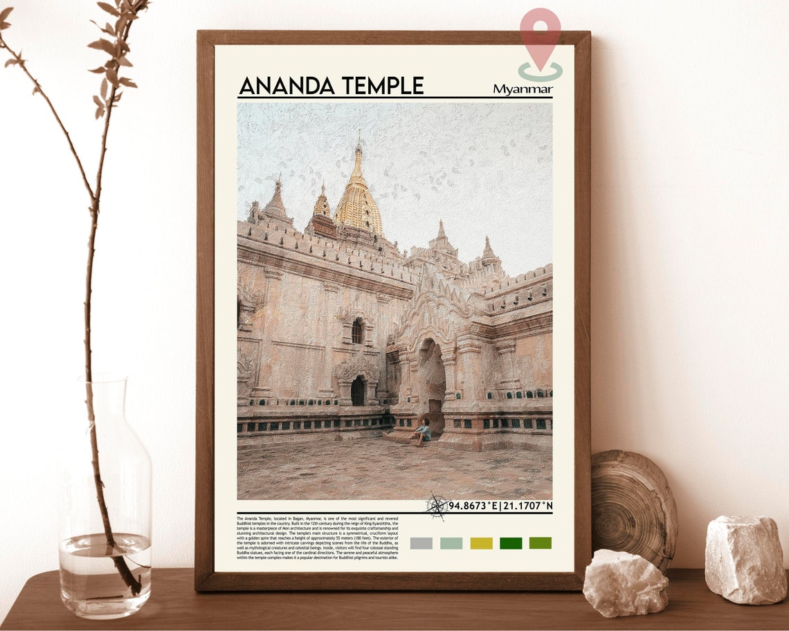 Ananda Temple Bagan Myanmar Ancient Buddhist Temple Travel Print