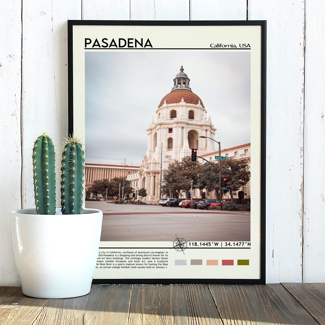 Pasadena California City Hall Dome Vintage Travel Poster Art - Image 5