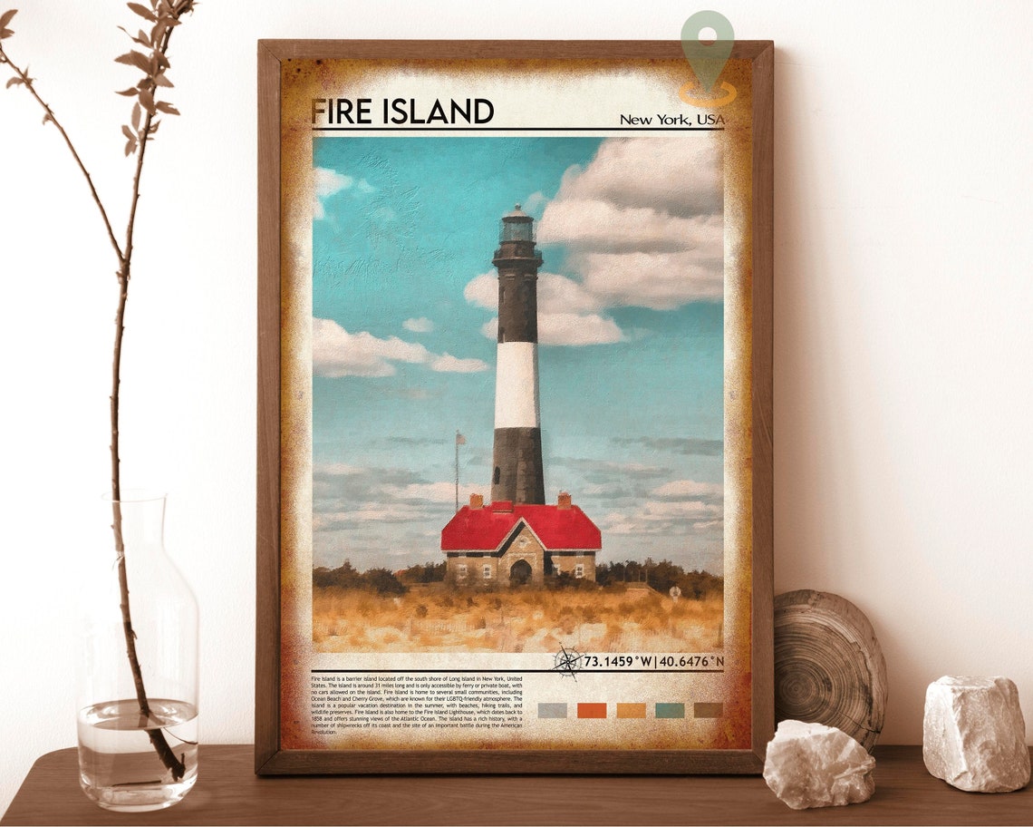 Fire Island Print Fire Island Poster Fire Island Wall Art Oil Painting Poster City Print City Artwork Travel Artwork Travel Wall Art - Image 6
