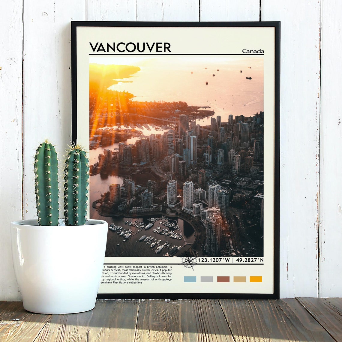 Vancouver Canada Bold Sunset Harbor Skyline Aerial Photo Poster - Image 3