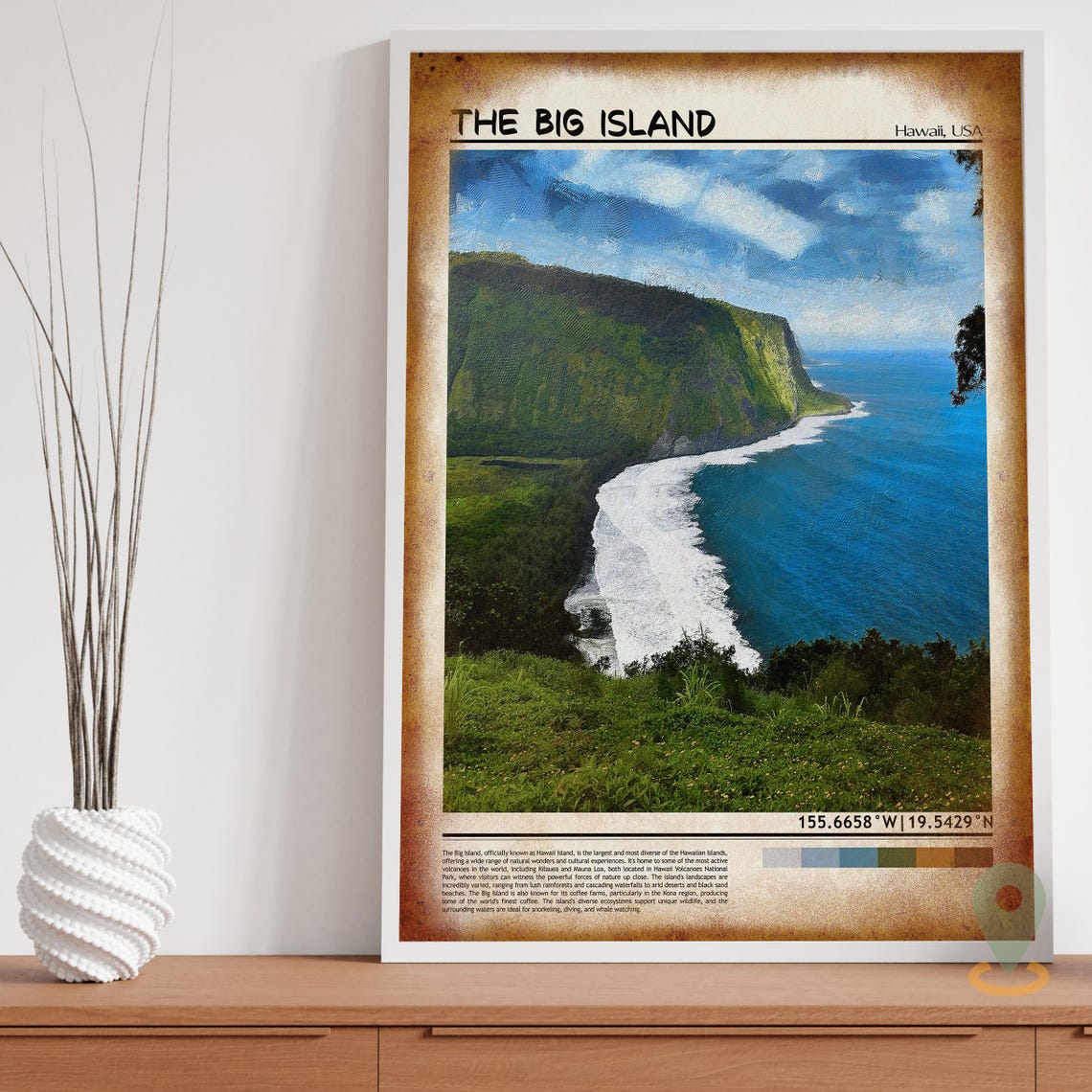 The Big Island Hawaii Volcanic Cliffs Ocean Surf Coast Poster - Image 3