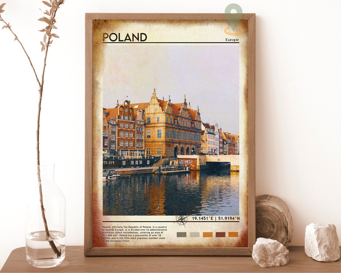 Poland Europe Historic Harborfront Old Town Waterfront Travel Poster - Image 6