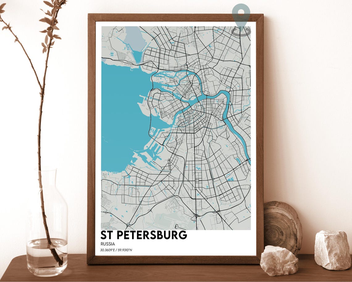 Saint Petersburg Map Saint Petersburg Map Print Saint Petersburg Personalized Map Saint Petersburg City Saint Petersburg Poster - Image 2