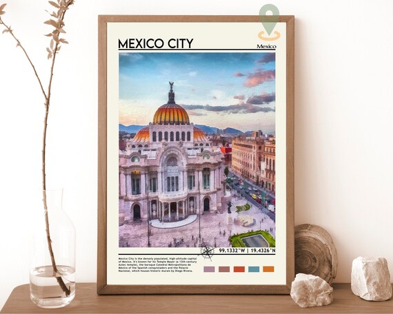 Mexico City Palacio de Bellas Artes Sunset Dome Travel Poster