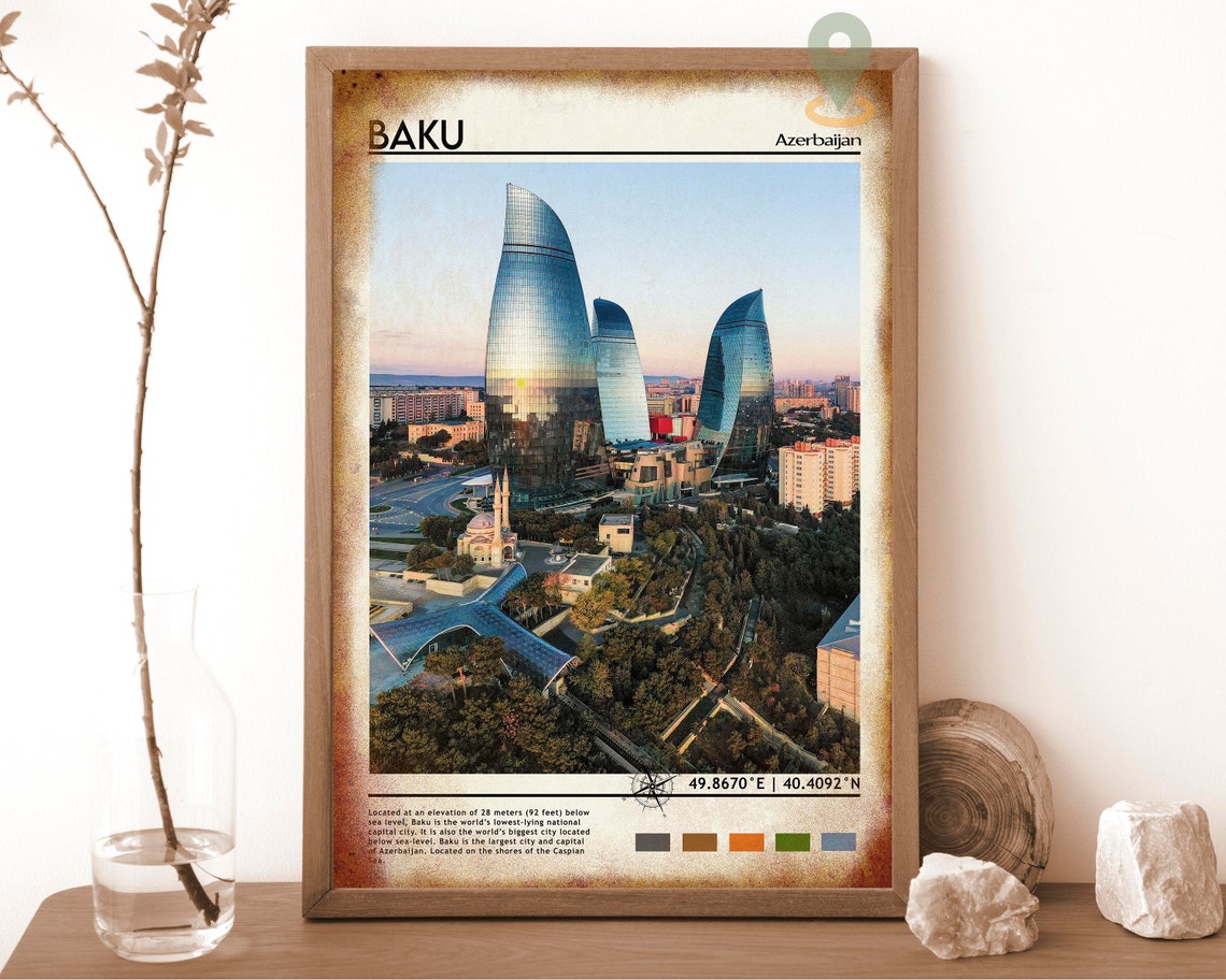 Baku Print Vintage Poster Baku Wall Art Baku Poster Baku Photo Baku Art Baku Wall Decor Azerbaijan Poster - Image 6