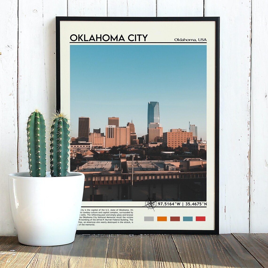 Oklahoma City Downtown Skyline Sunset Urban Cityscape Travel Poster - Image 5
