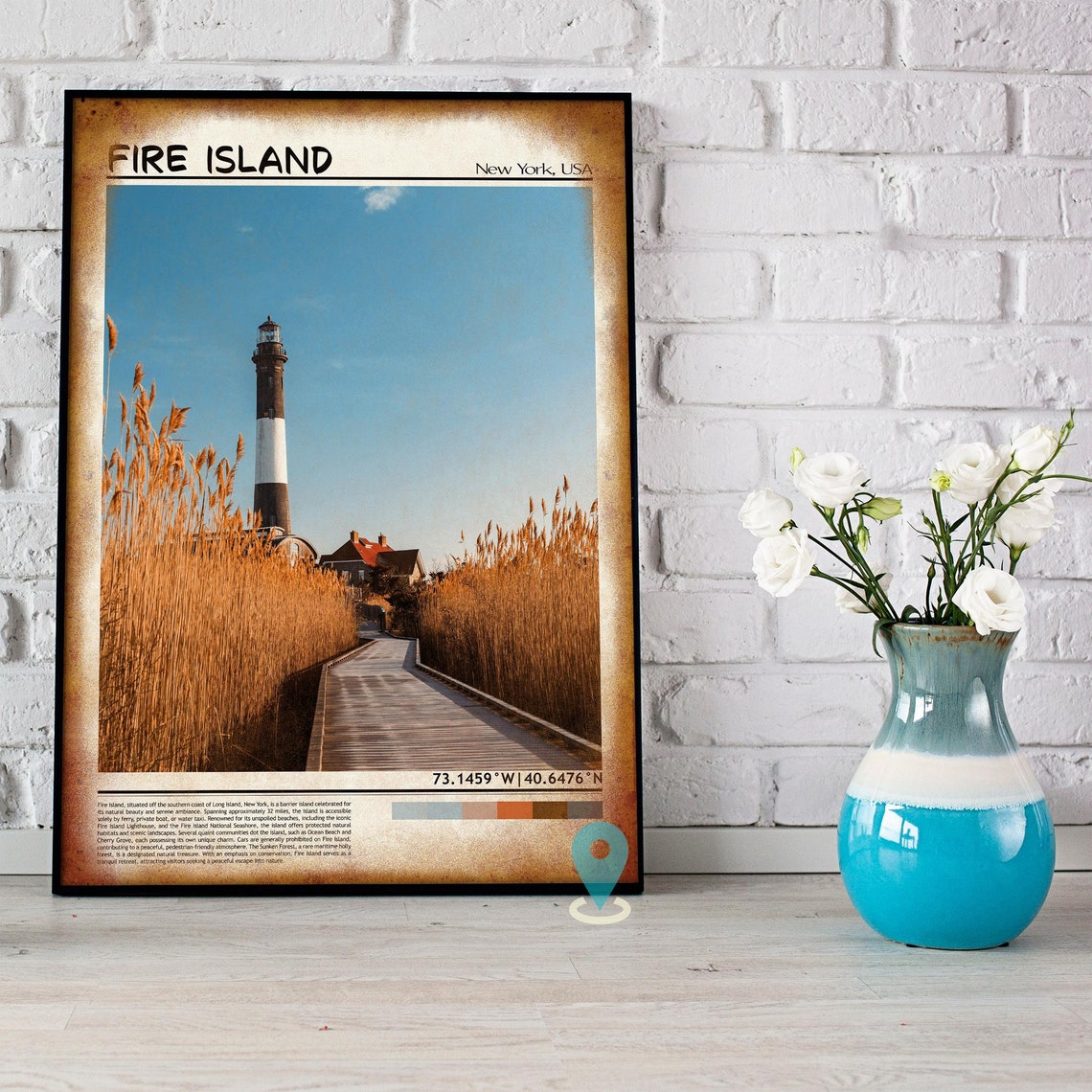 Fire Island New York Lighthouse Boardwalk Sunset Travel Poster - Image 5