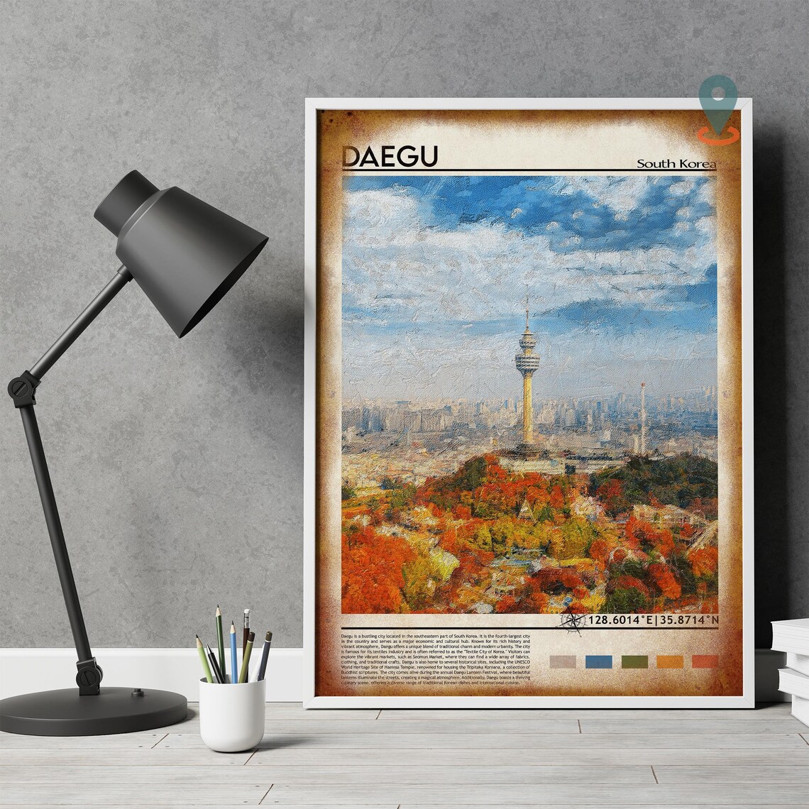 Daegu South Korea Tower Autumn Colors City View Travel Poster - Image 4