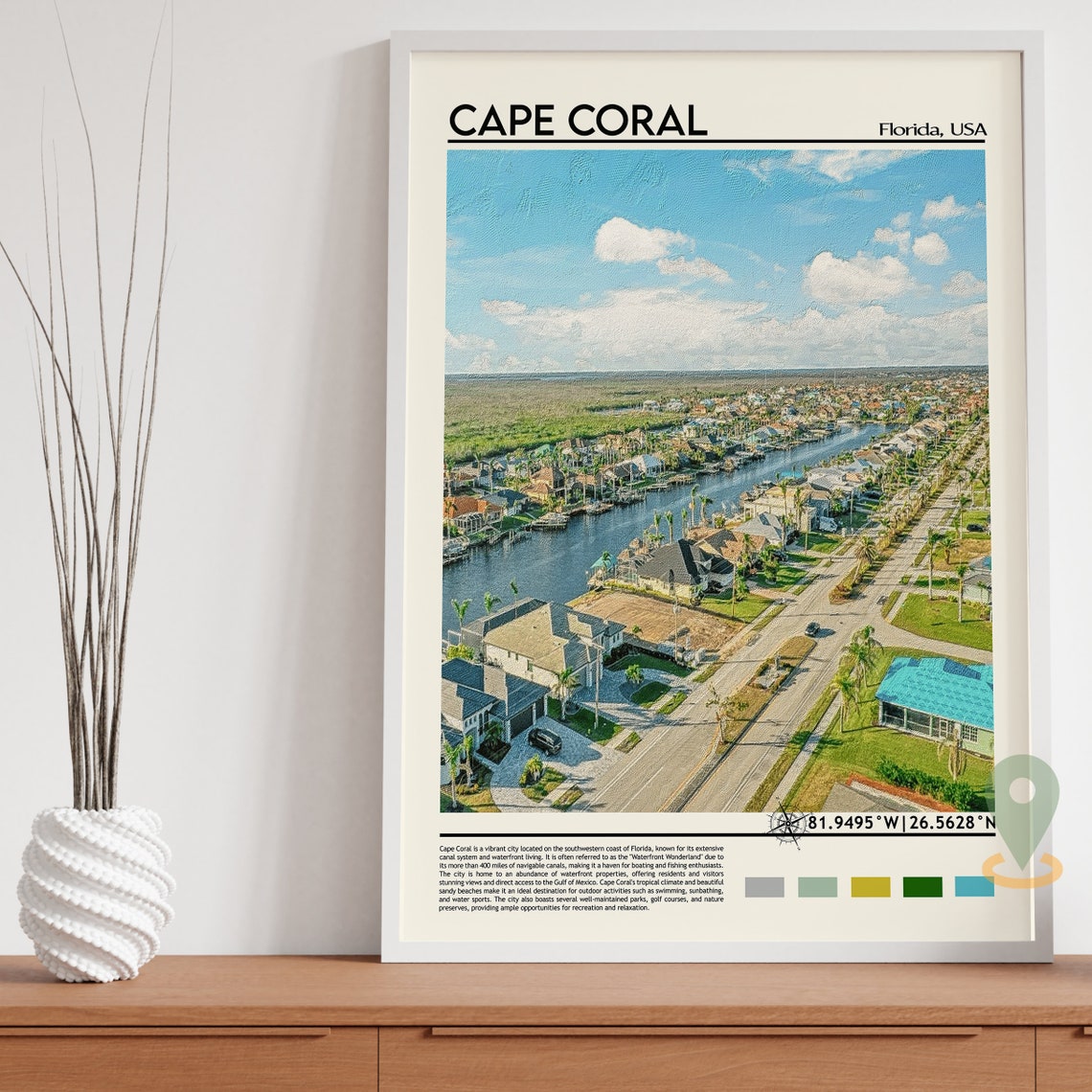 Cape Coral Florida Waterfront Canals Aerial View Travel Poster - Image 5
