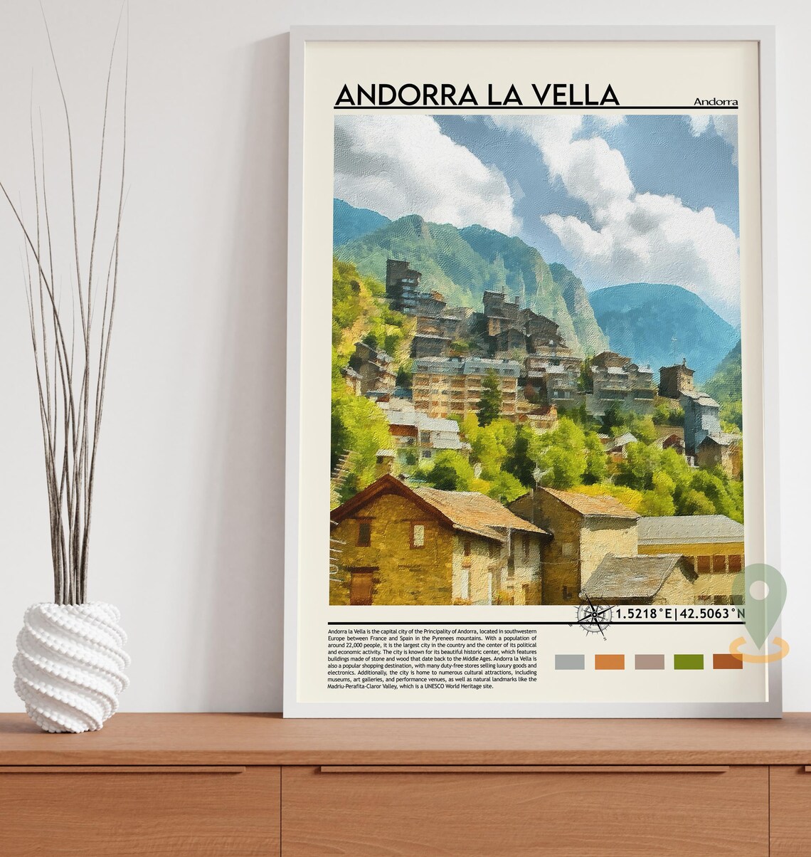 Andorra Print Andorra Poster Andorra Wall Art Andorra Travel Andorra Art Print Andorra Artwork Andorra Photo Iberian Peninsula Print - Image 4