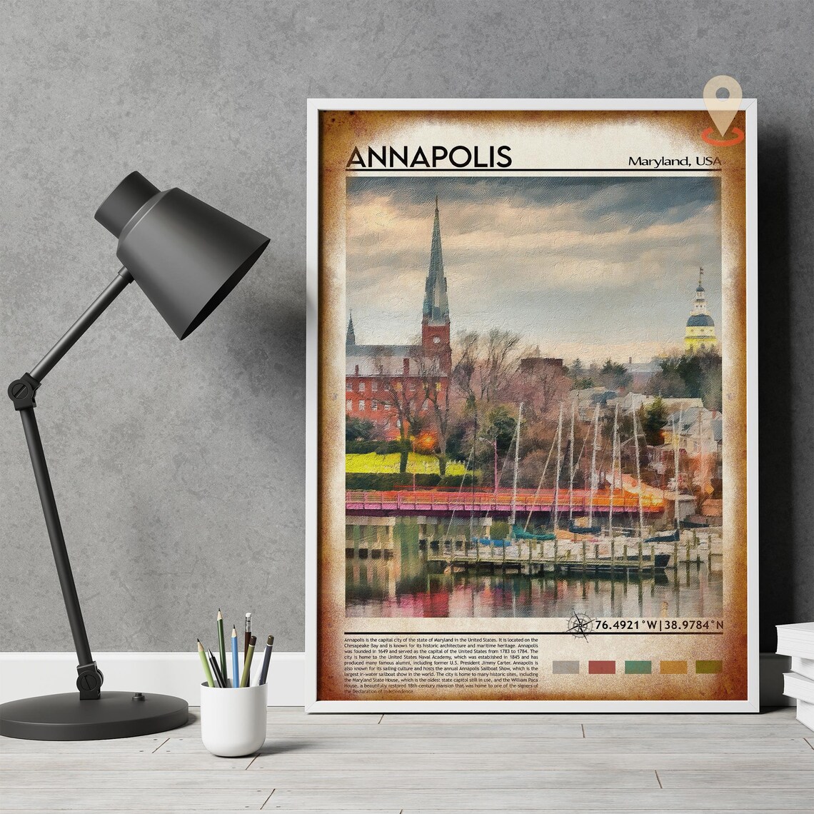 Annapolis Maryland Historic Harbor Sailboats Vintage Travel Poster - Image 4