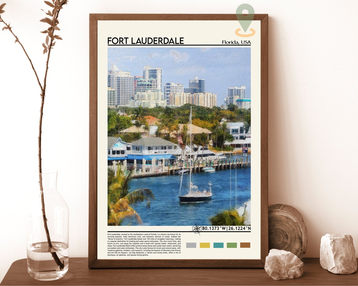 Fort Lauderdale Print Fort Lauderdale Poster Fort Lauderdale Wall Art Fort Lauderdale Travel Fort Lauderdale Art Print Florida Poster