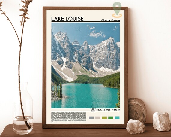 Lake Louise Alberta Turquoise Lake Rocky Mountain Peaks Travel Poster