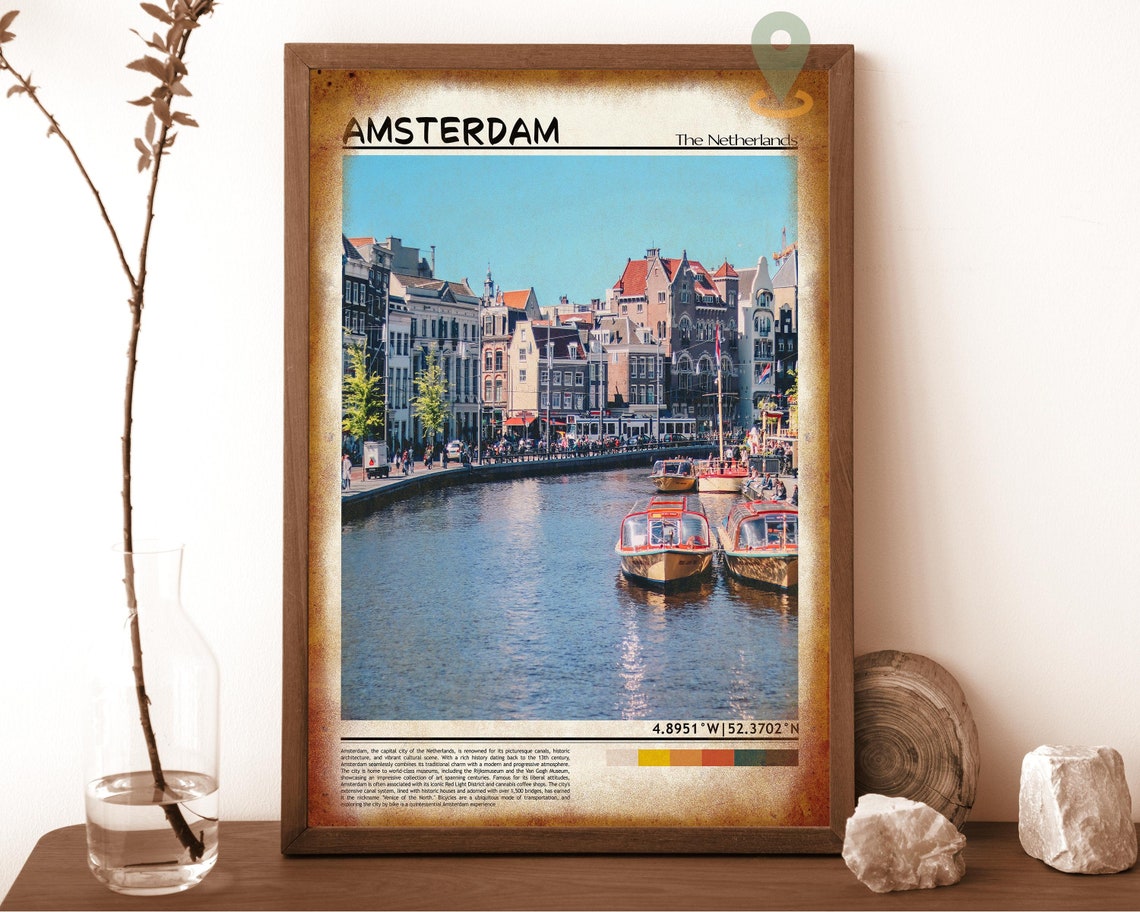 Amsterdam Netherlands Canal Boats Historic Waterfront Poster - Image 6