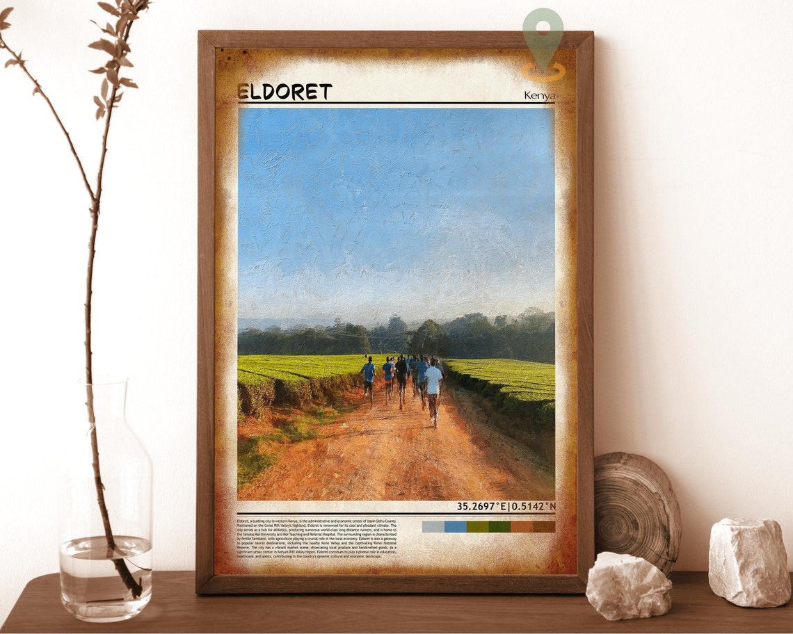 Eldoret Kenya Runners Dirt Road Tea Fields Morning Photo Poster - Image 6