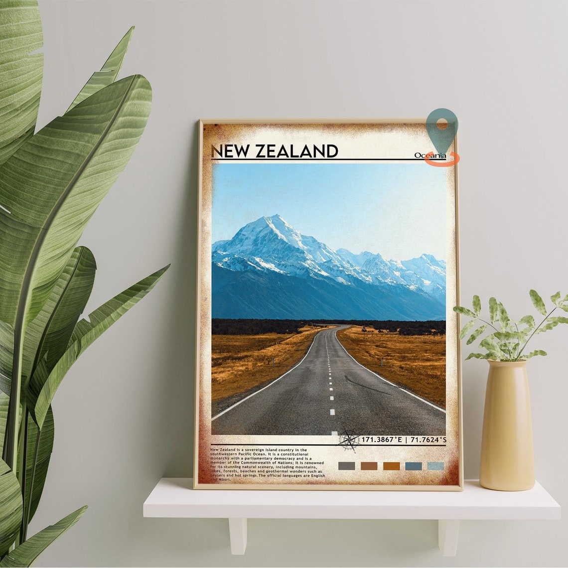 New Zealand Print Vintage Poster New Zealand Art New Zealand Poster New Zealand Photo New Zealand Poster Print Auckland Poster - Image 3