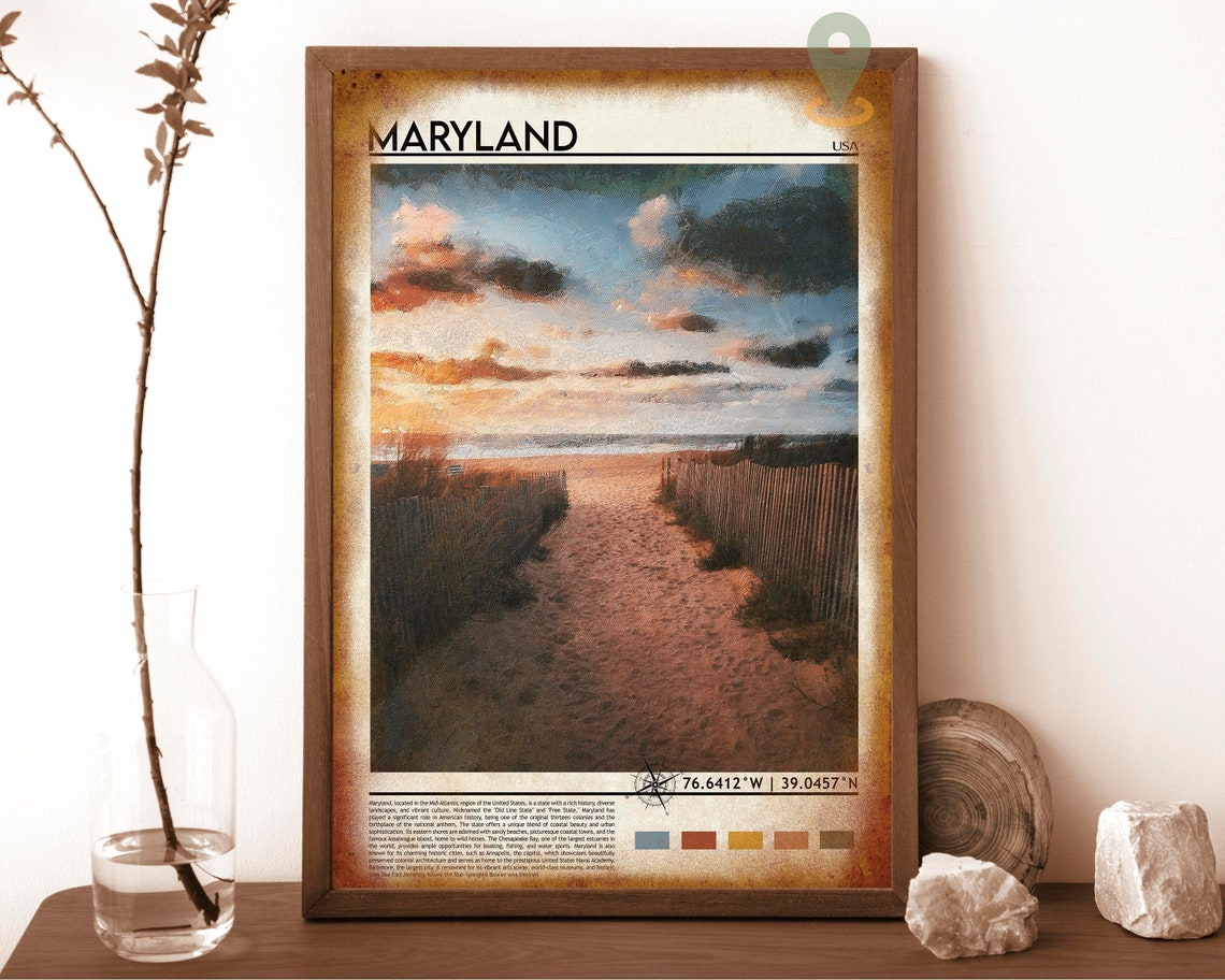 Maryland Print Maryland Poster Maryland Wall Art Maryland Travel Print Maryland Art Print Maryland Artwork Maryland Photo - Image 6