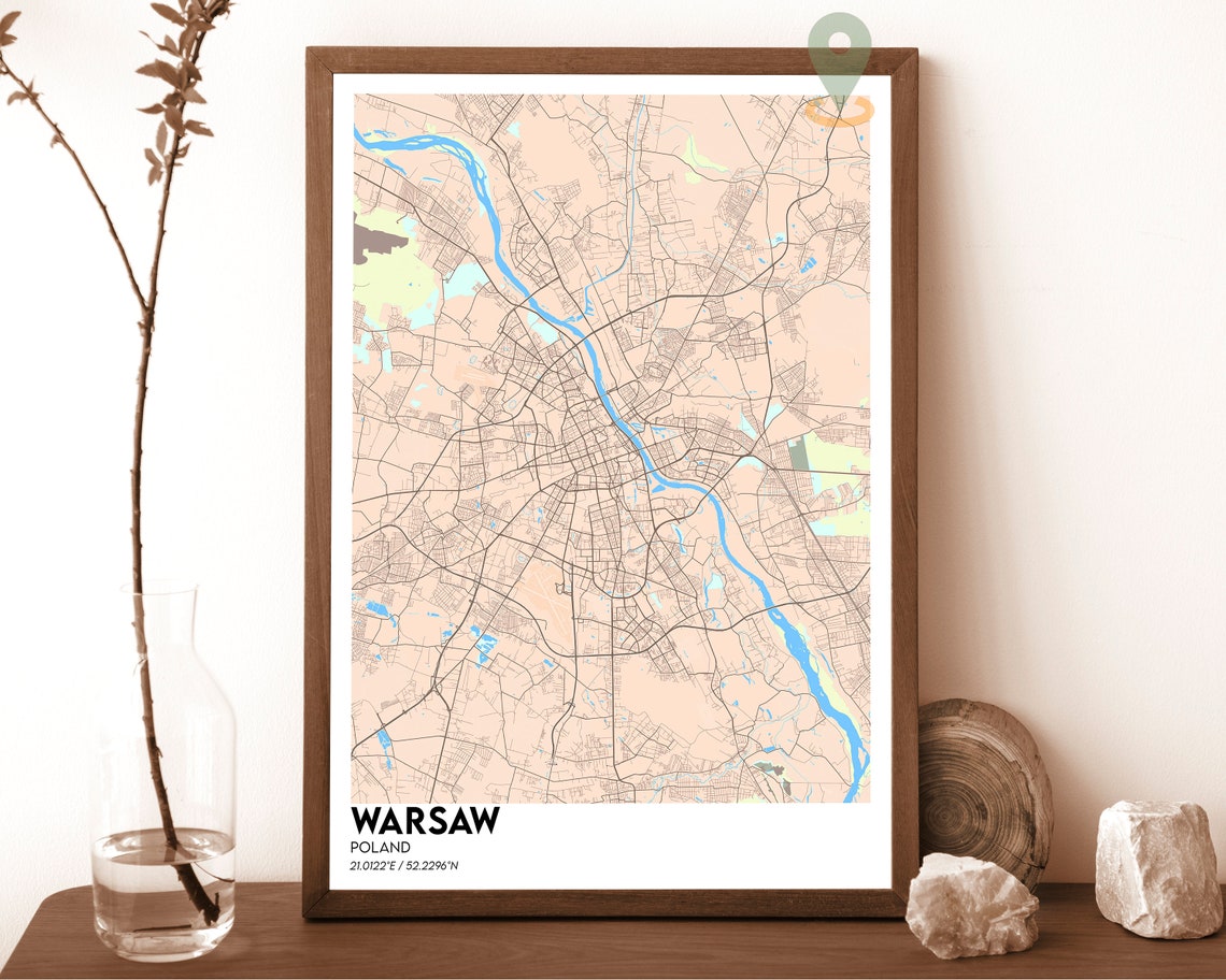 Warsaw Map Warsaw Map Print Warsaw City Map Warsaw Wall Art Warsaw Travel Poster Warsaw Poster Warsaw Photo Warsaw Poster Print - Image 3