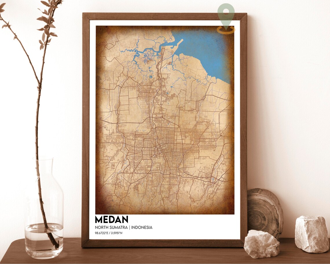 Medan North Sumatra Indonesia City Street Map Red Art Travel Poster - Image 6