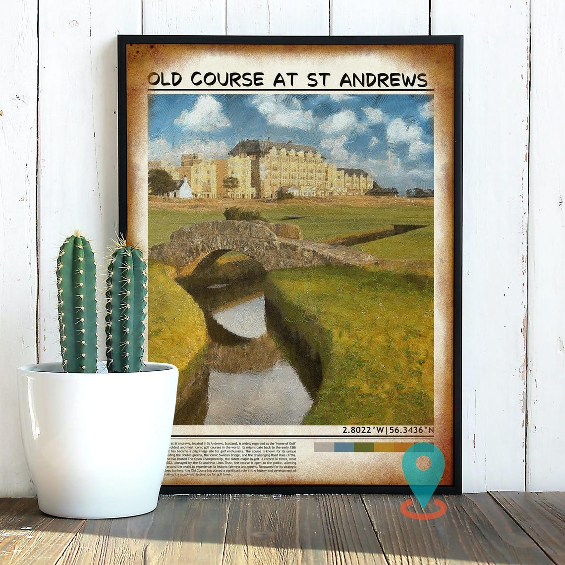 Old Course St Andrews Swilcan Bridge Burn Reflection Poster Art - Image 2